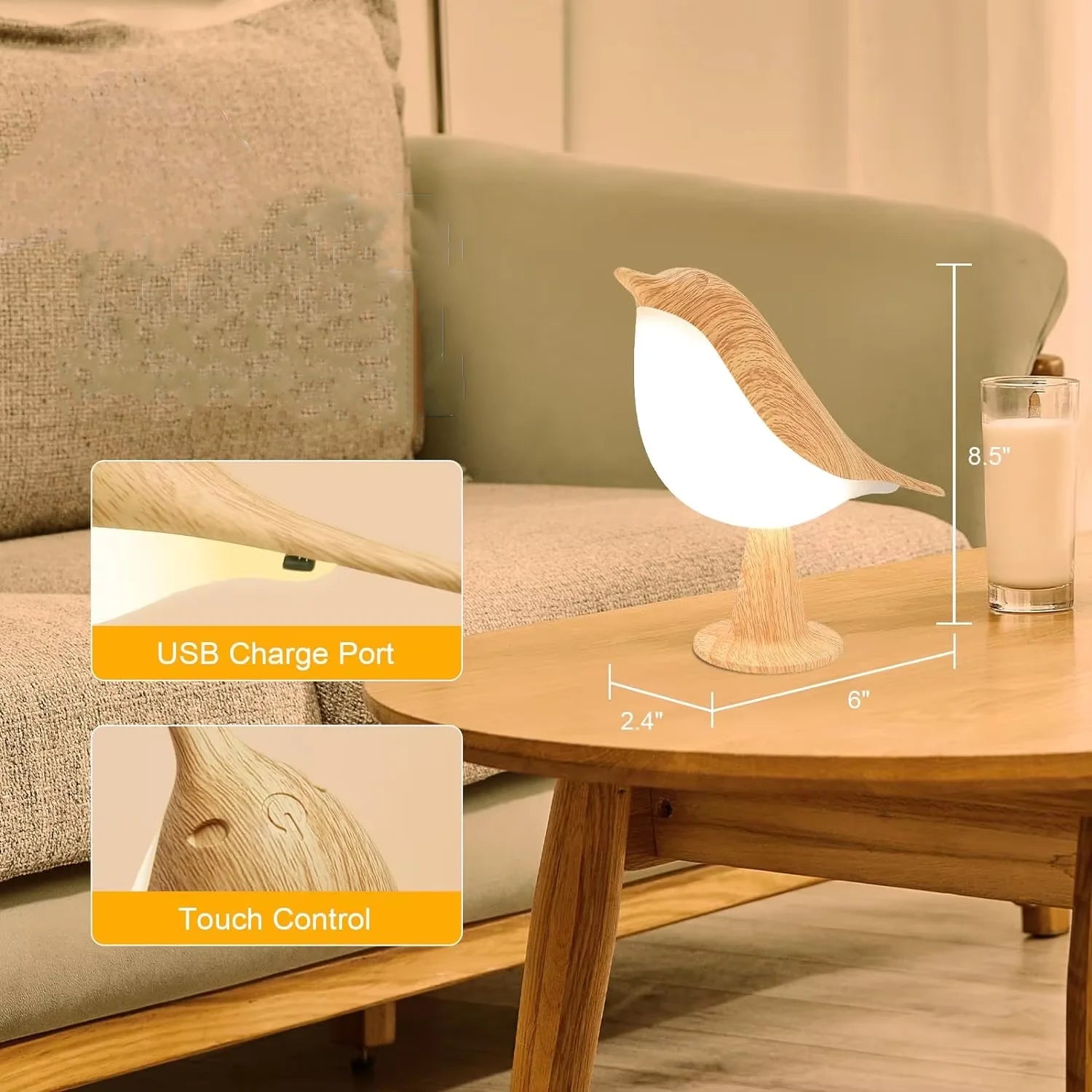 Luminária Pássaro LED com Três Tonalidades de Luz