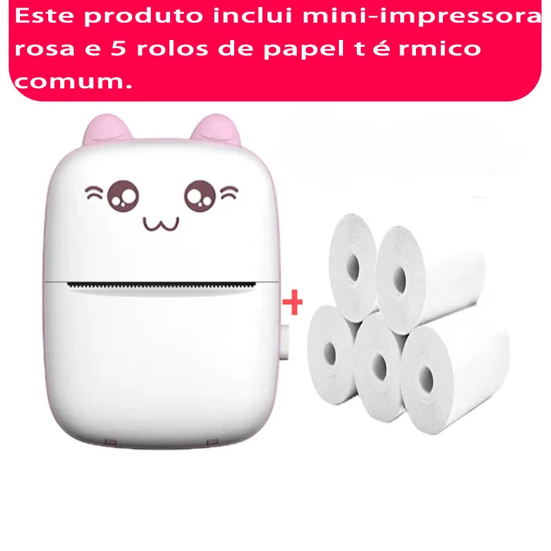 Mini Impressora Térmica Portátil Sem Fio com Bluetooth