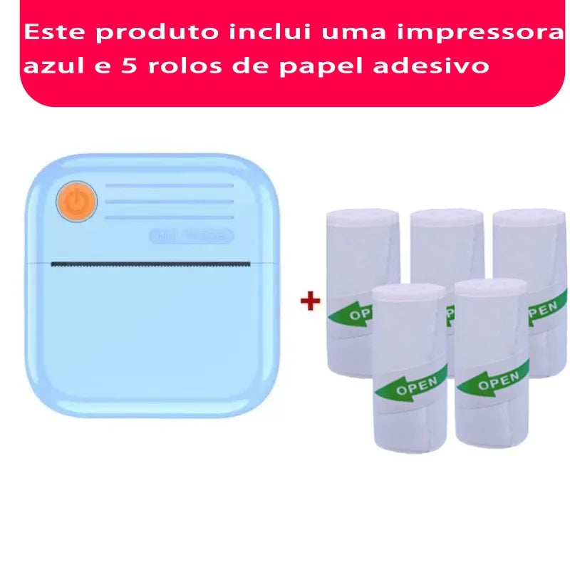 Mini Impressora Térmica Portátil Sem Fio com Bluetooth