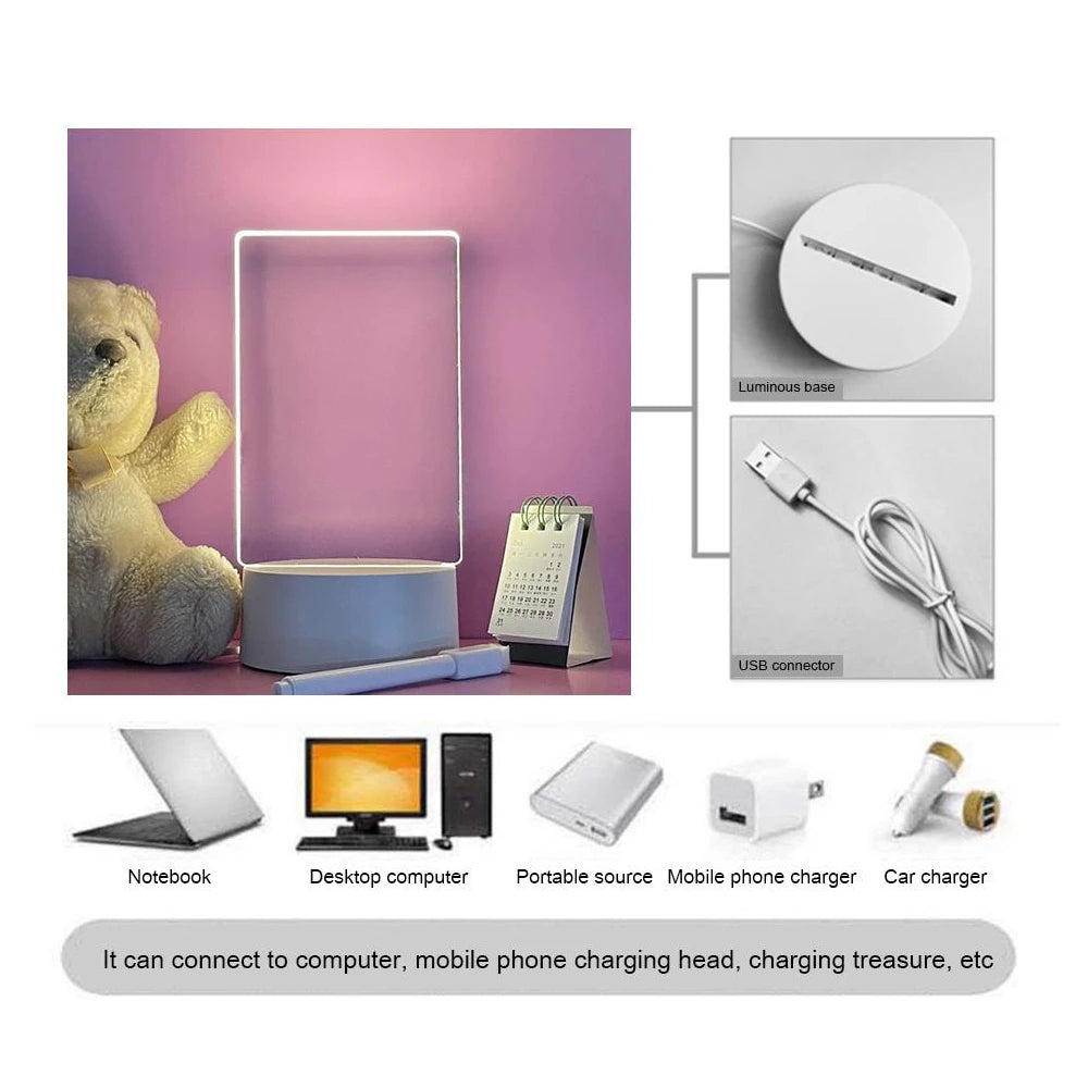 Luminária LED com Quadro de Mensagens