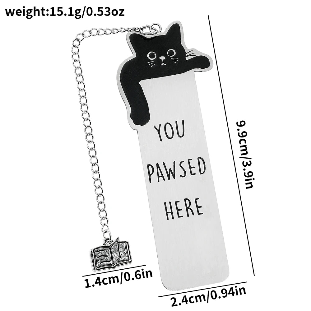 Marcador de Página de Gato em Aço Inoxidável