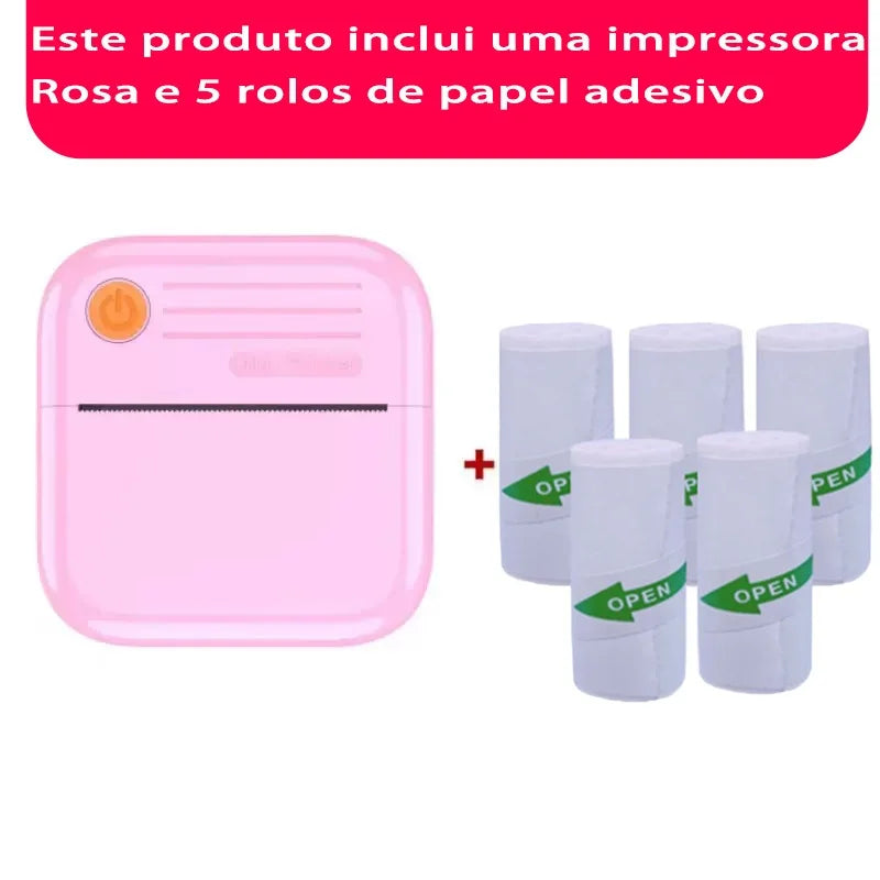 Mini Impressora Térmica Portátil Sem Fio com Bluetooth